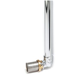 RM128 90° elbow fitting, with chrome-plated copper pipe
